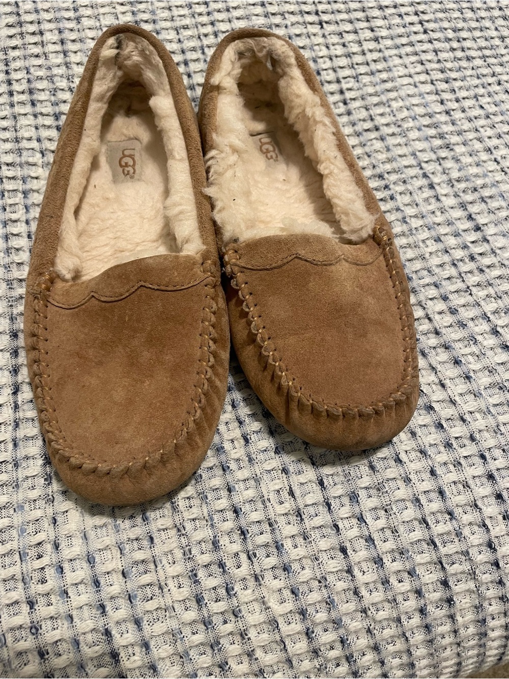 UGG Women’s Chestnut Suede Shearling Lined Moccasin Slippers